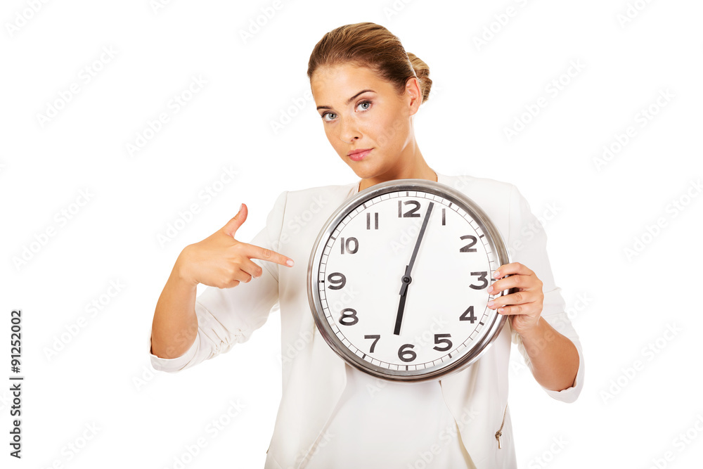 Businesswoman with clock- time concept Businesswoman with clock- time concept