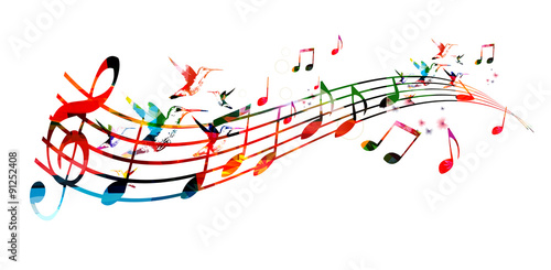 Colorful background with music notes