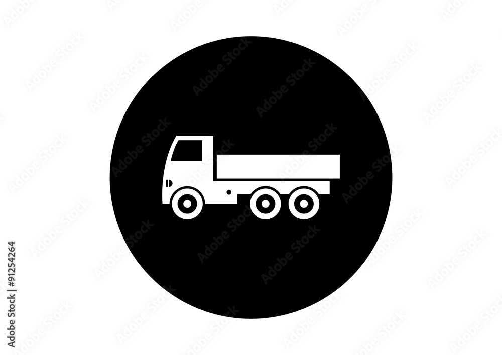 Black and white truck icon on white background Black and white truck icon on white background