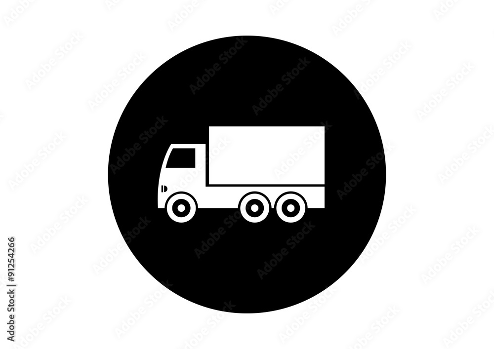Black and white truck icon on white background Black and white truck icon on white background