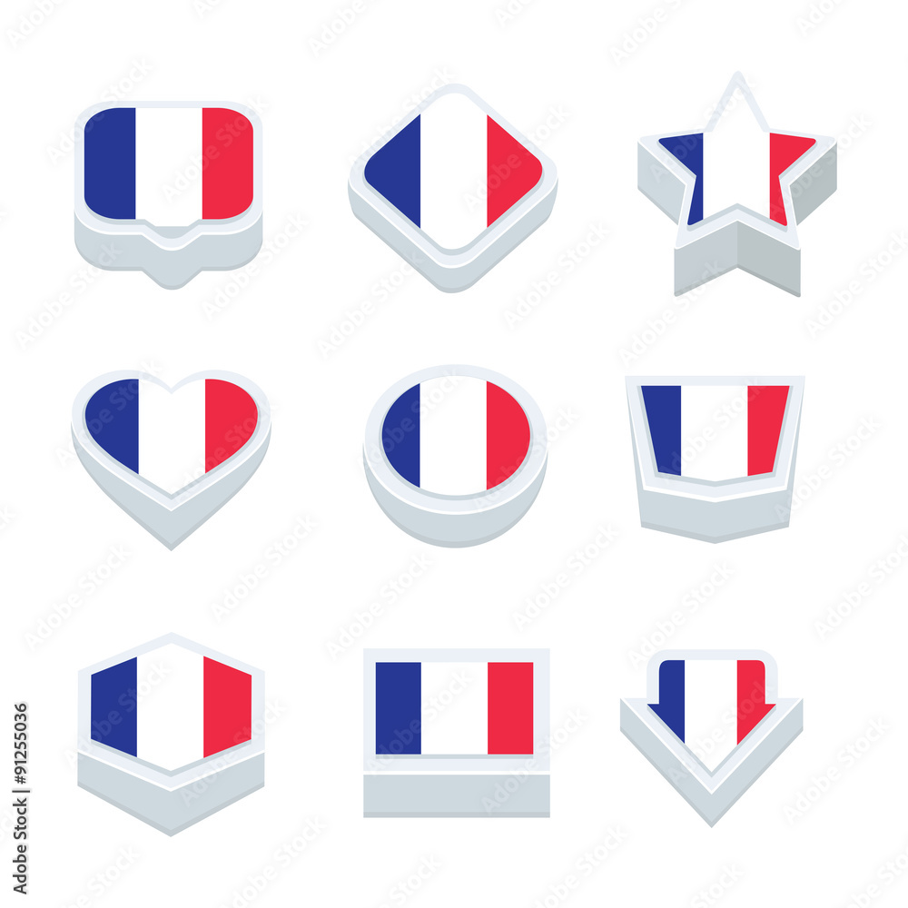 france flags icons and button set nine styles france flags icons and button set nine styles