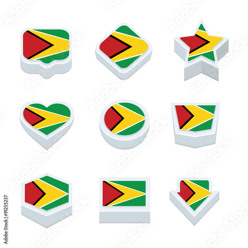 guyana flags icons and button set nine styles