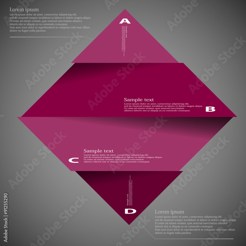 Illustration template of rhombus divided to four parts on dark