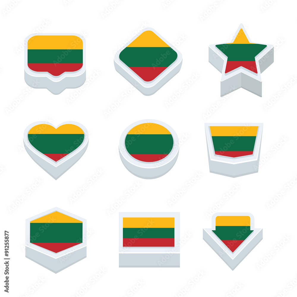 lithuania flags icons and button set nine styles lithuania flags icons and button set nine styles