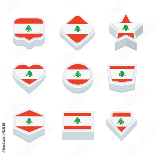 Free Download Lebanon flags icons and button set nine styles - GFXLoad