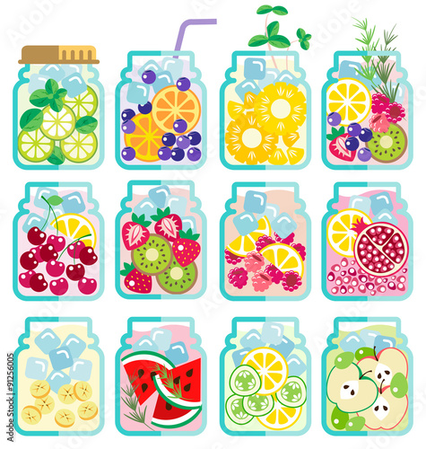 Collection of Infused water with fresh fruit