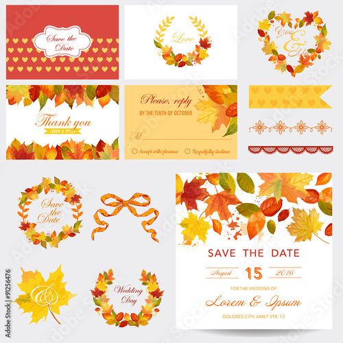 Scrapbook Design Elements - Autumn Leaves Theme - Wedding or Baby Shower