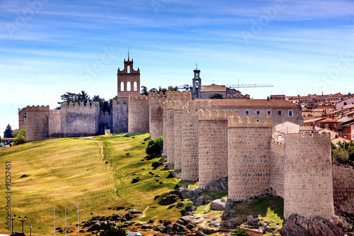 Tableau sur toile Avila Castle Walls Ancient Medieval City Cityscape Castile Spain