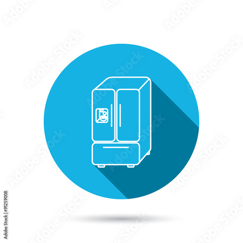 American fridge icon. Refrigerator with ice sign