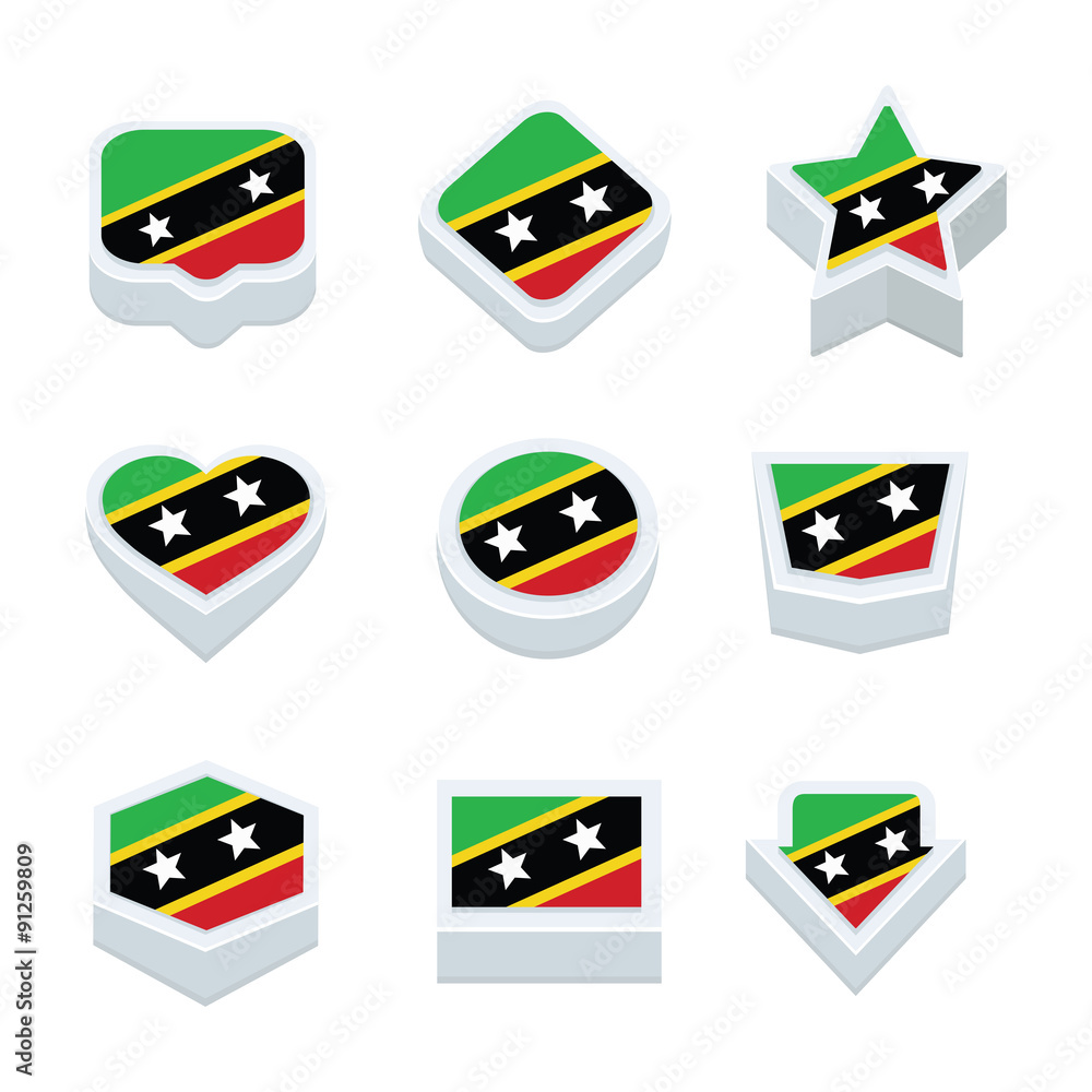 st kitts & nevis flags icons and button set nine styles st kitts & nevis flags icons and button set nine styles