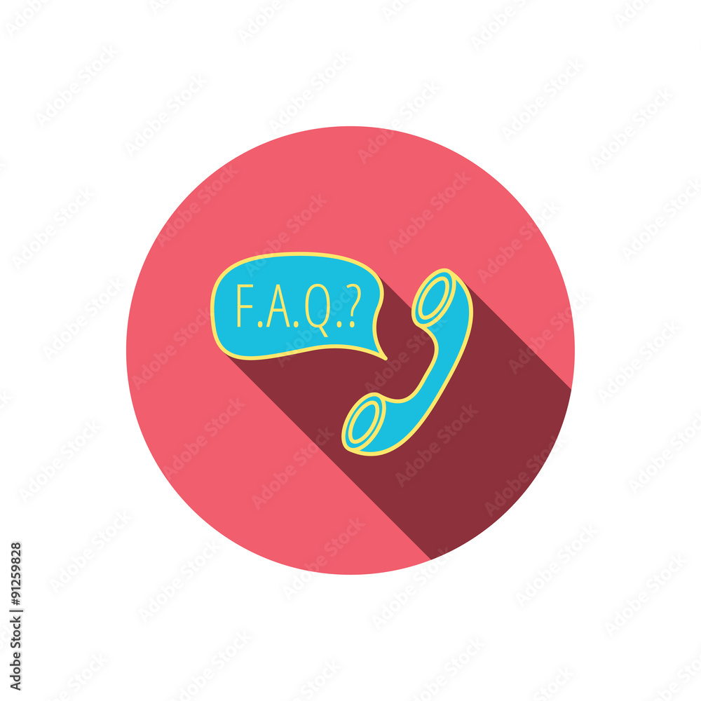 FAQ service icon. Support speech bubble sign. FAQ service icon. Support speech bubble sign.