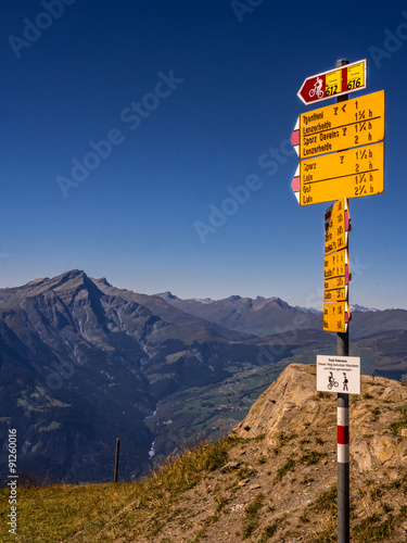 Path signal for hikingon the Siwss Alps photo