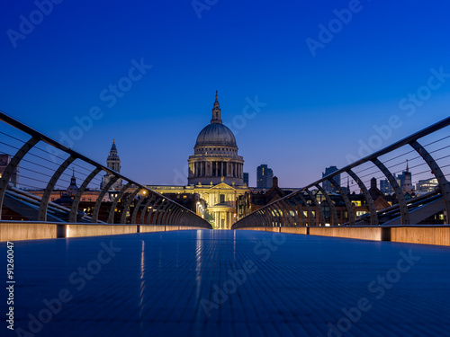 Early morning in London, with a quiet St Paul's cathedral