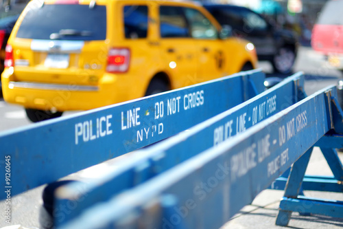 Wooden police barricades in New York