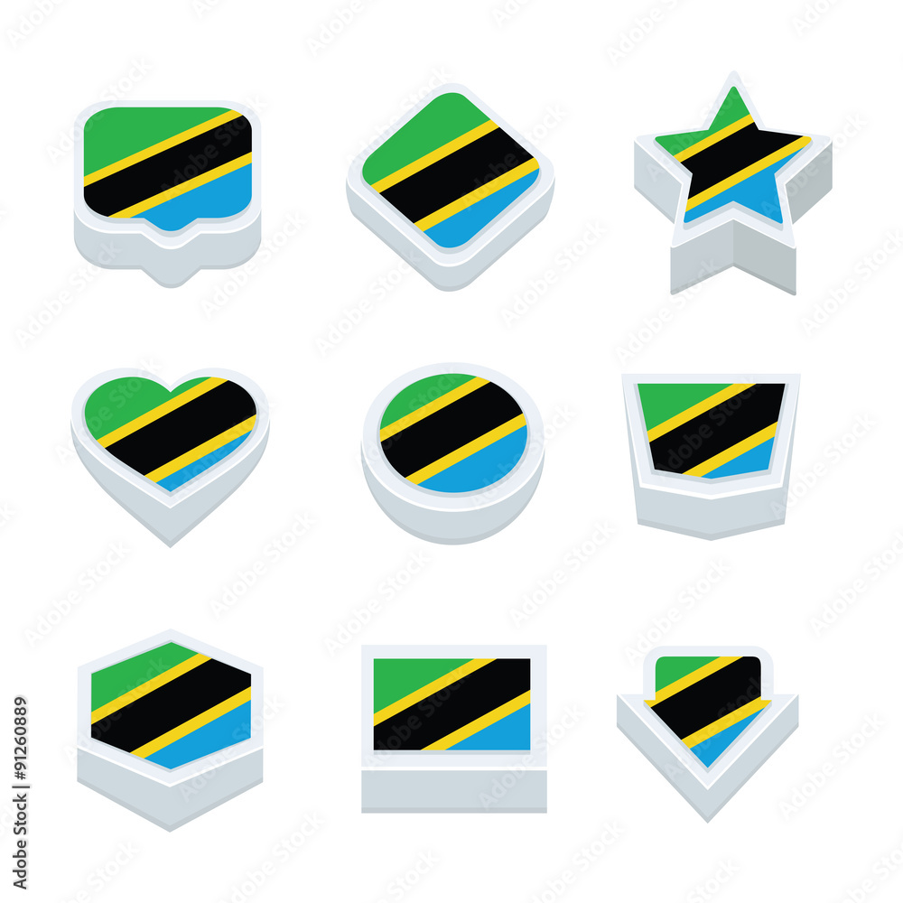 tanzania flags icons and button set nine styles tanzania flags icons and button set nine styles