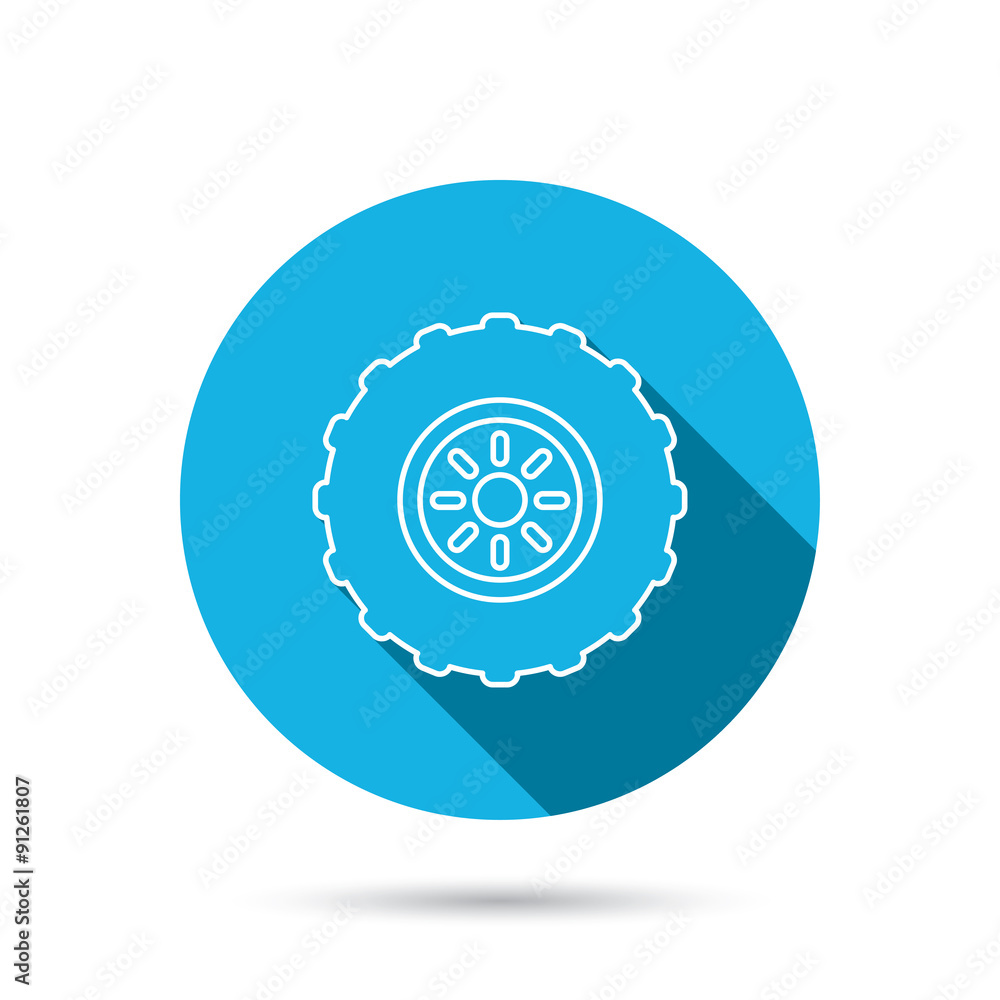 Tractor wheel icon. Tire service sign. Tractor wheel icon. Tire service sign.