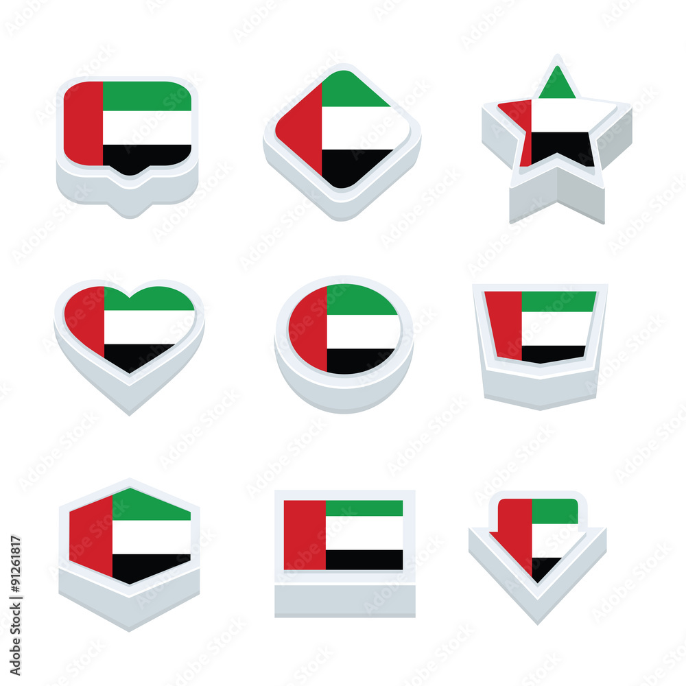 united arab emirates flags icons and button set nine styles united arab emirates flags icons and button set nine styles