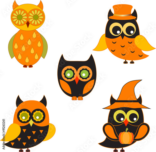Fototapeta Naklejka Na Ścianę i Meble -  Black and Orange Owls