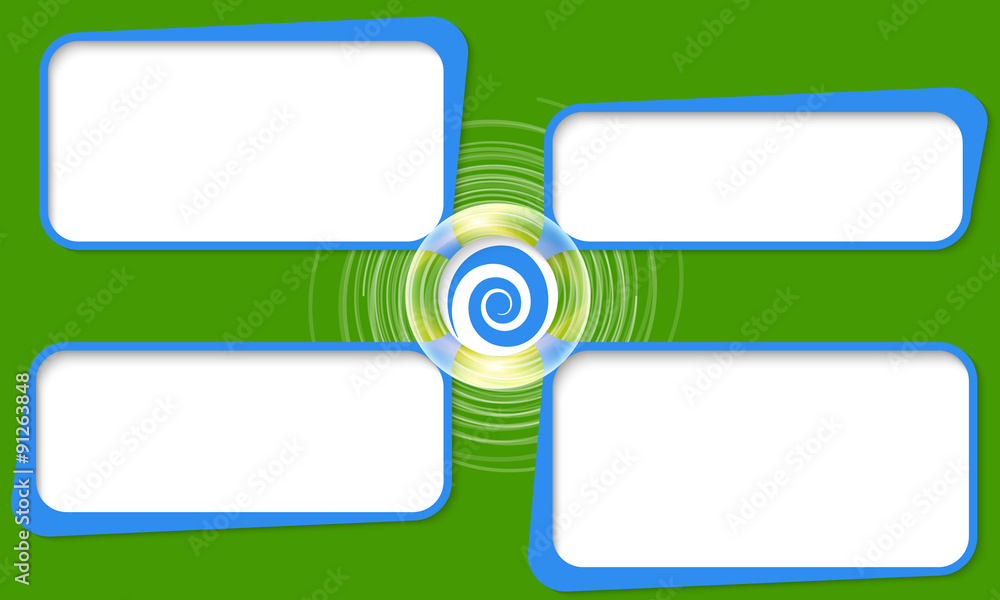 Obraz premium Four connected frames for your text and spiral
