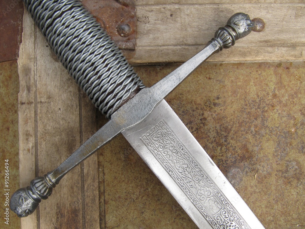 Empuñadura de espada medieval Stock Photo