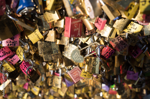 love lockers on the bridge “le pont des arts” at Paris France   © flydragon