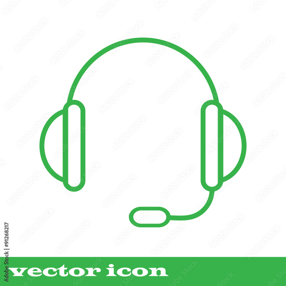 Fototapeta premium support vector icon. headset. eps 10. green icon
