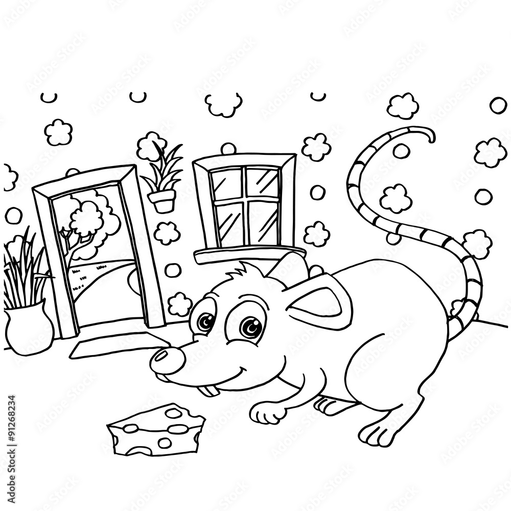 Rat Colouring Pages vector Stock Vector | Adobe Stock