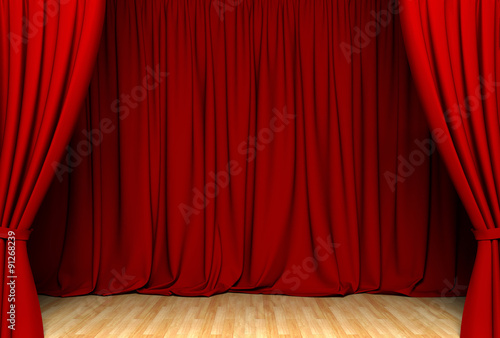 Quadro em tela Act drape with red curtains