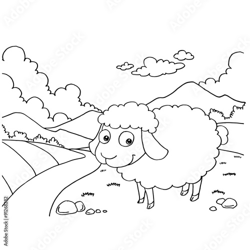 Sheep Colouring Pages vector
