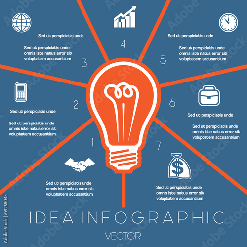 Light bulb infographics template seven positions