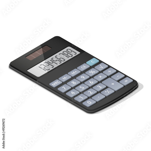 Pocket calculator detailed isometric icon