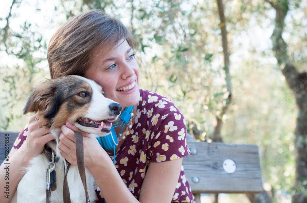 girl with his dog