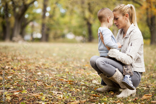 Mother and son in the autum...