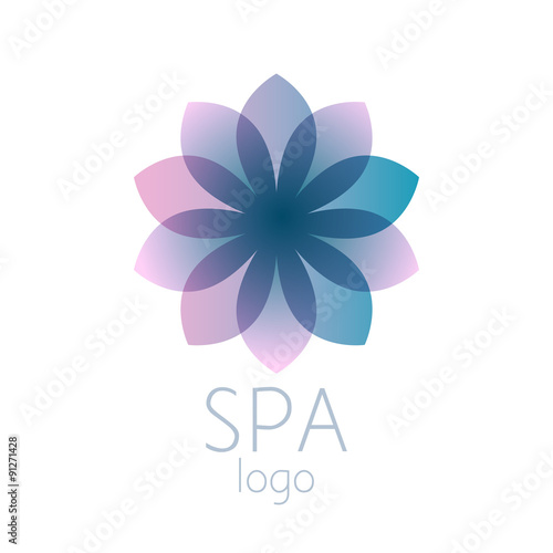 Beautiful turquoise abstract flower logo sign.