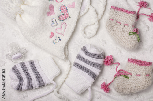 Warm clothes for newborns, top view
