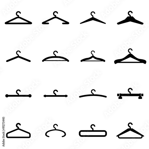 Vector black hanger icon set