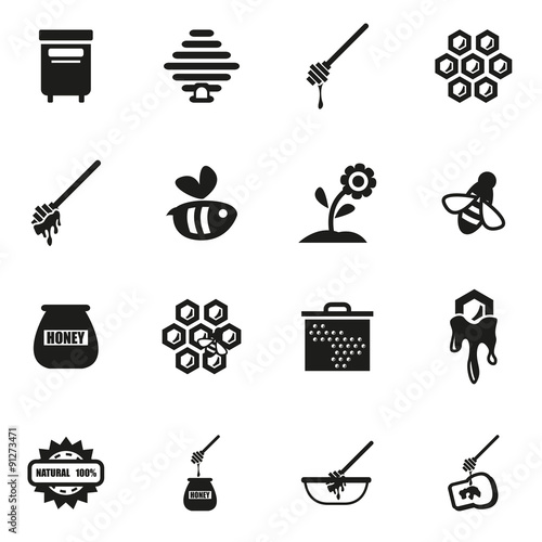 Vector black honey icon set