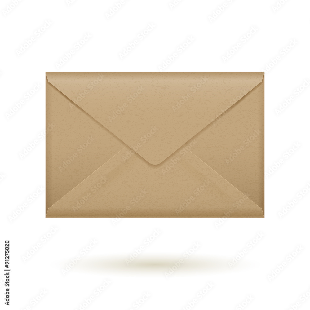 Realistic brown closed envelope icon template. Realistic brown closed envelope icon template.