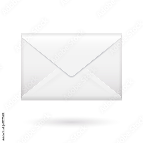 Realistic white closed envelope icon template.