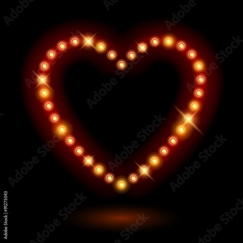 Light bulbs vintage neon glow frame vector illustration.