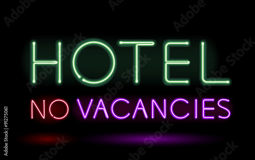 Neon sign hotel vector illustration.