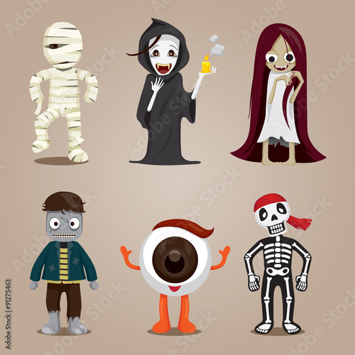 Halloween Ghost Character Design Set