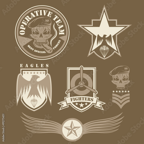 Special unit military emblem set vector design template