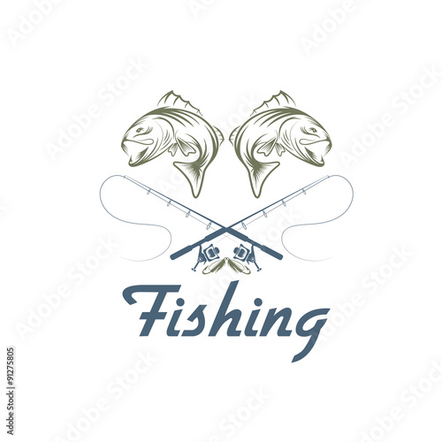 vintage fishing vector design template