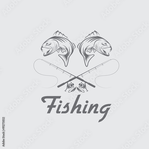 vintage fishing vector design template