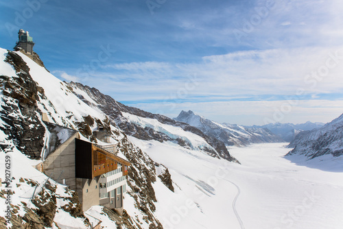 Panorama Scenic of Great Aletsch Glacier Jungfrau region