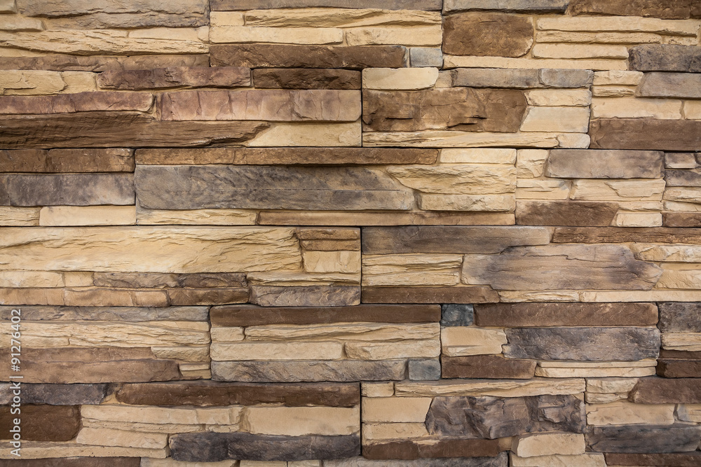 Obraz premium stone wall, flat stacked background and texture