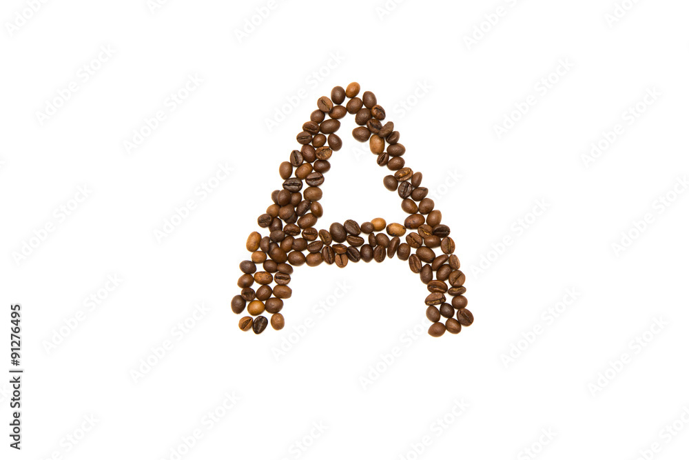 letter A of coffee beans letter A of coffee beans