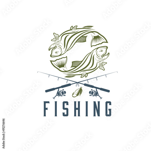 vintage fishing vector design template