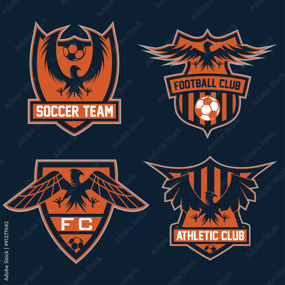 Fototapeta premium football team crests set with eagles vector design template